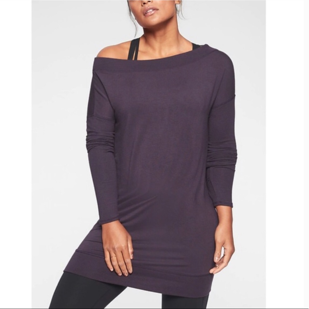 Athleta Studio Barre Sweatshirt Dress Regal Plum